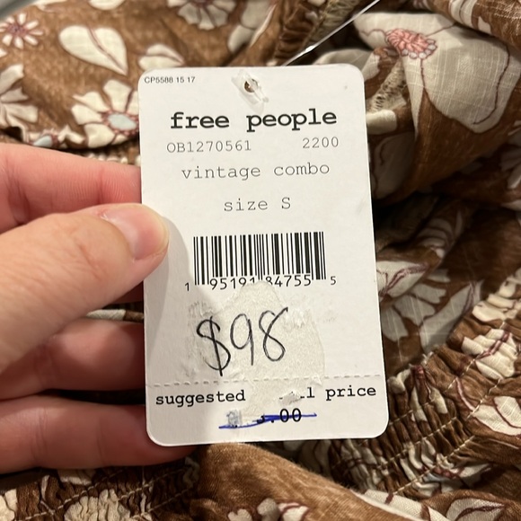 Free People size Small Miss Daisy smocked vintage floral print top - Picture 2 of 2